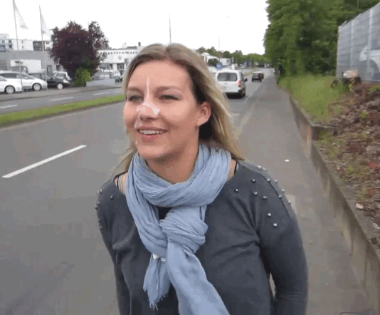 cumwalk, facial, outdoor still